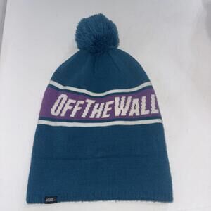 Vans Off The Wall Pom Knit Cuff Beanie Hat Cap Skater Dude One Size Adult‎